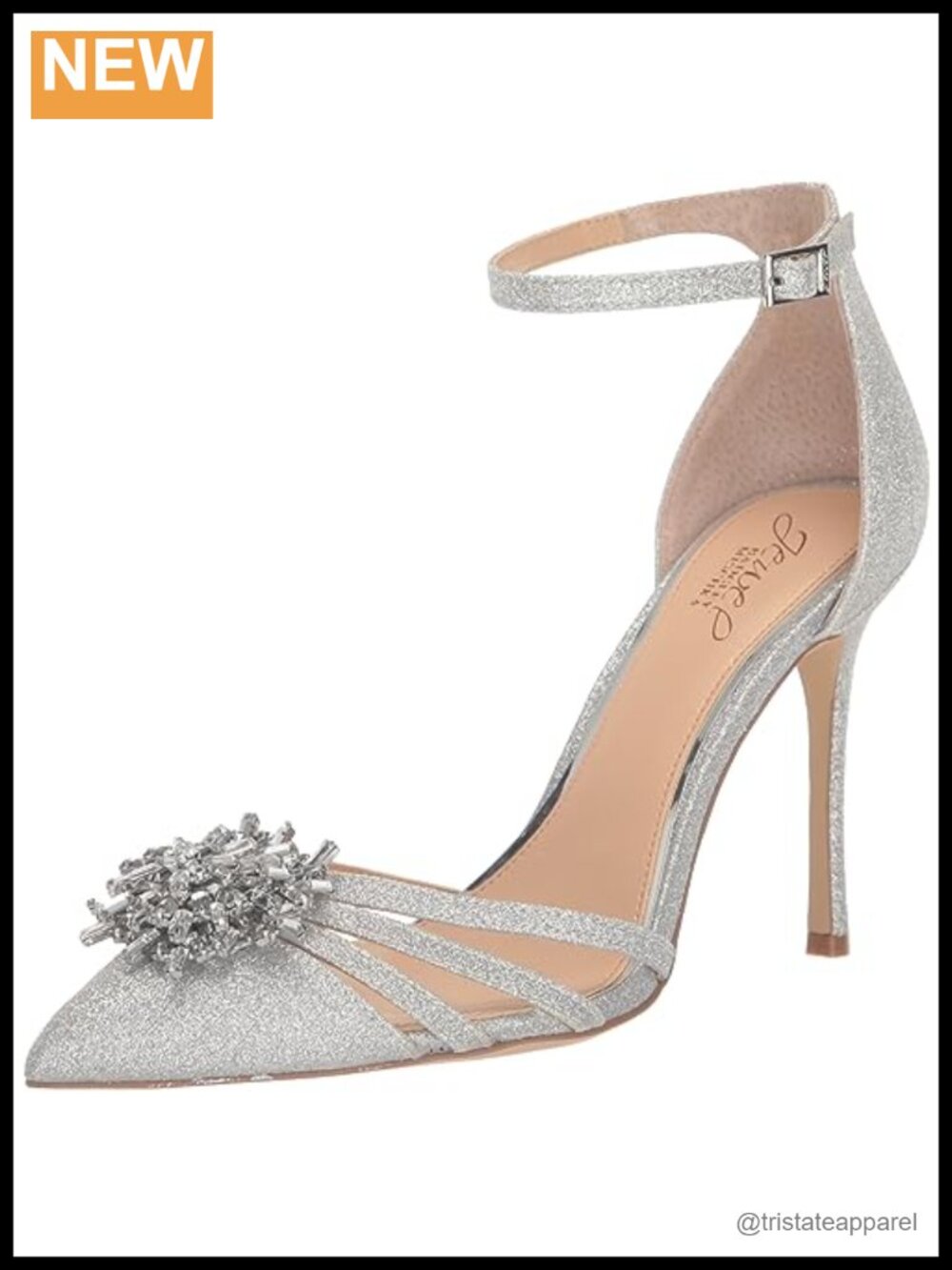 Crystal Pointed Toe Stiletto Pump Buckle Ankle Strap Formal Heels